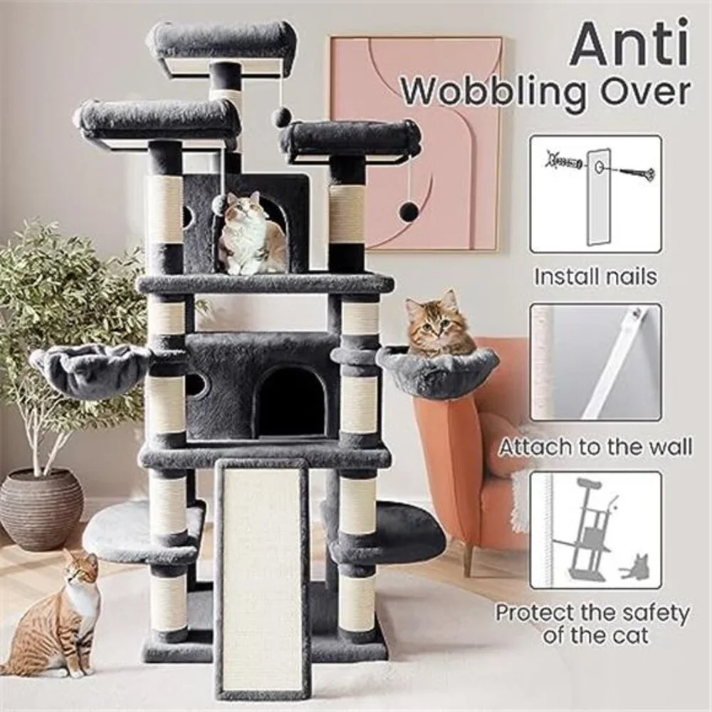 68 Inches Multi-Level Large Cat Tree Big Cat Tower with Condo